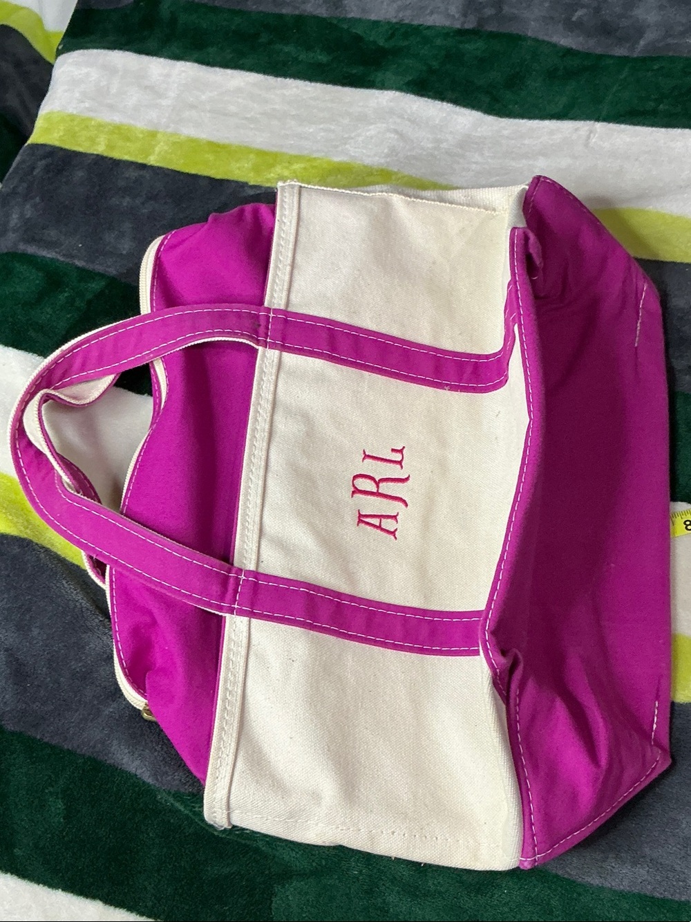 L.L. Bean Canvas Tote with Pink Trim - Picture 12 of 12
